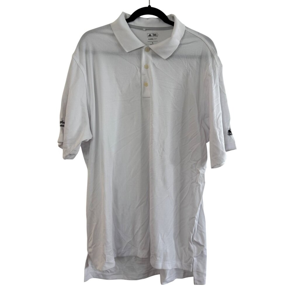 Adidas ClimaLite Golf Polo XL White W/ Nationwide Financial Logo